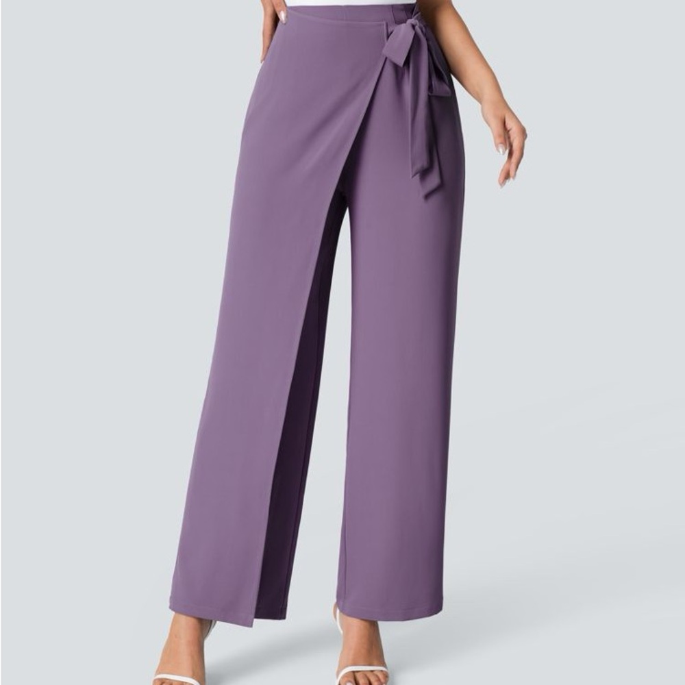Halara Flex™ High Waisted Tie Side Wide Leg Work Pants Size Small - Picture 6 of 7
